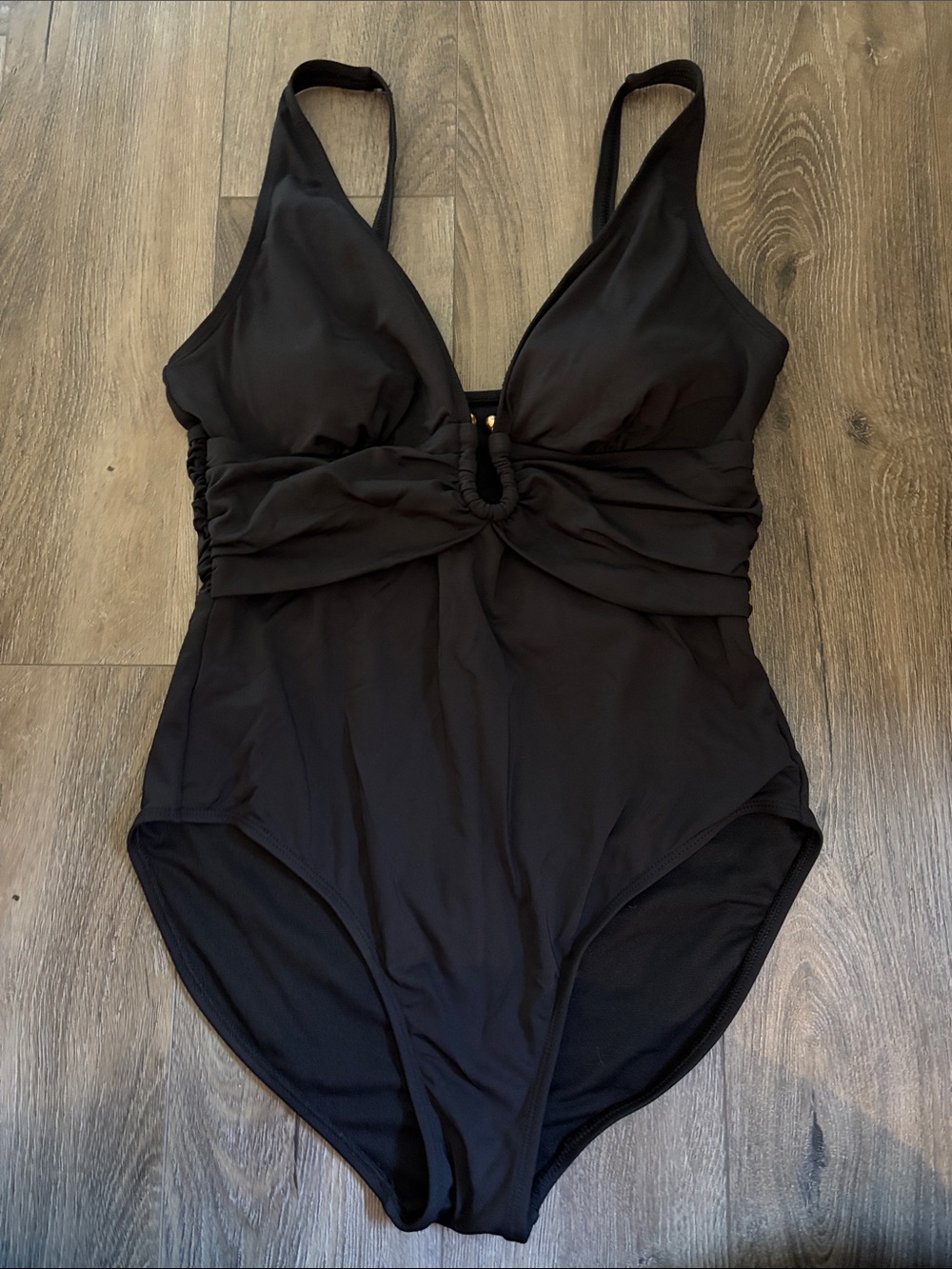Women’s Black One-Piece Swimsuit with Twist Front
